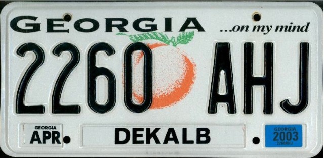 Georgia State License Plates 2015