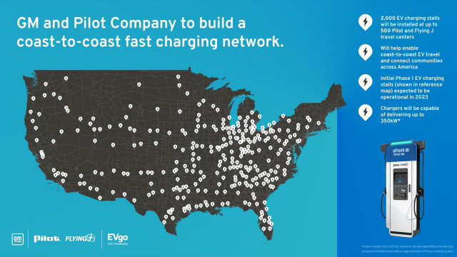 GM and Pilot coast-to-coast charging fast-charging network