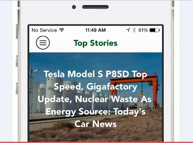 Green Car Reports app for iOS shown on Apple iPhone