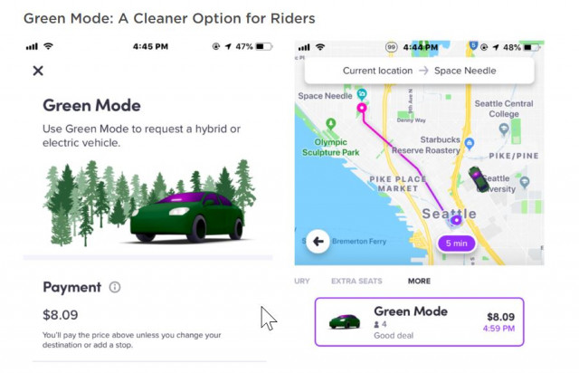 Green Mode on Lyft app