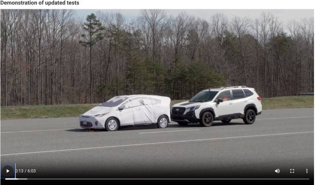 2024 Subaru Forester stops during IIHS high-speed AEB test