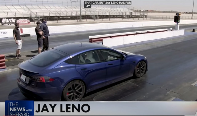 Jay Leno sets a quarter-mile world record in the 2021 Tesla Model S Plaid - video