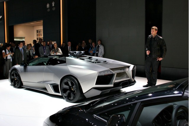 The 2009 Lamborghini Reventon Roadster at the 2009 Frankfurt show: fashion show included gratis.