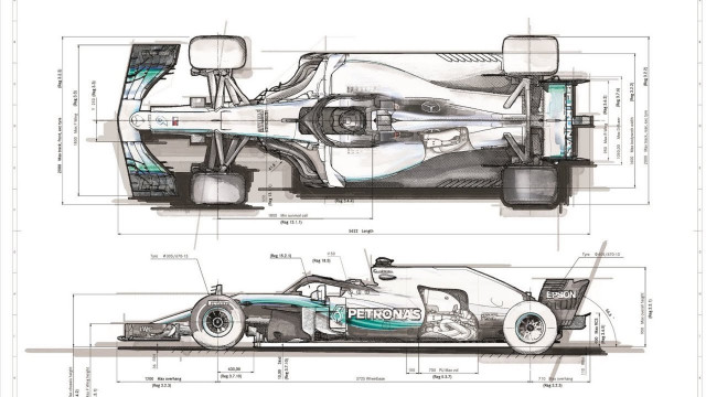 2019 Mercedes-AMG F1 car sketches