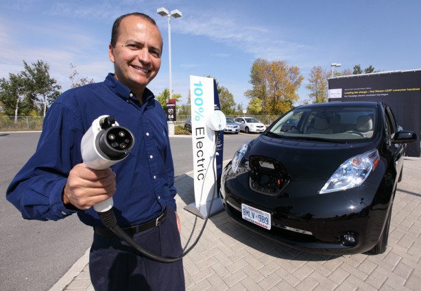 Ottawa resident Ricardo Borba takes delivery of the first consumer Nissan LEAF in Canada