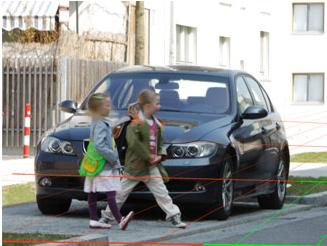 Pedestrians: Small children walking across an intersection
