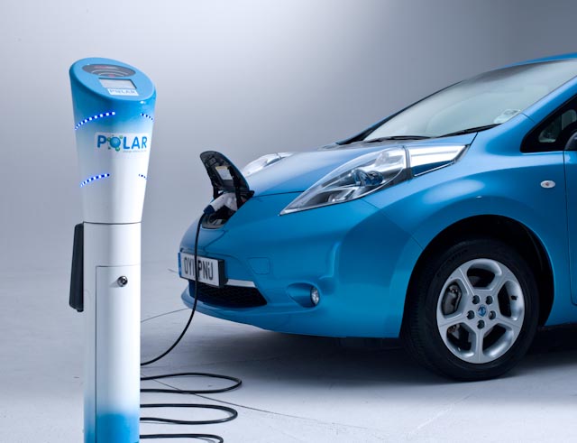 Polar Charging Post and Nissan Leaf