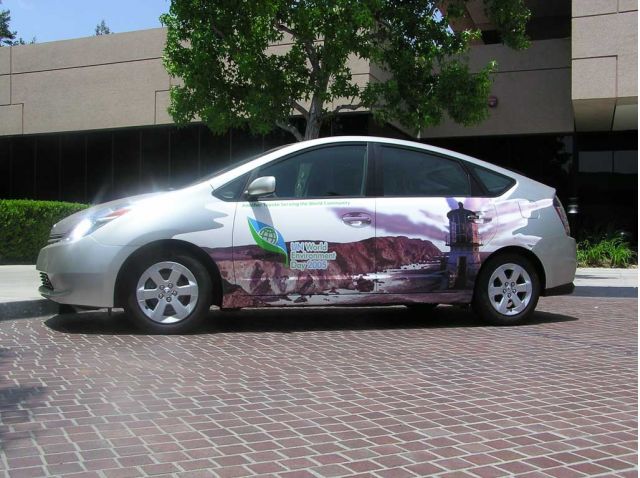 Prius with environmental message