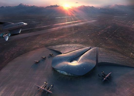 Spaceport America, rendered by Foster + Partners