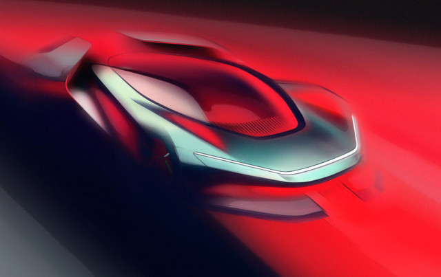 Teaser sketch for Pininfarina PF0 electric hypercar debuting in 2019