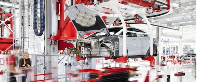 Tesla Motors production line for Tesla Model S, Fremont, California