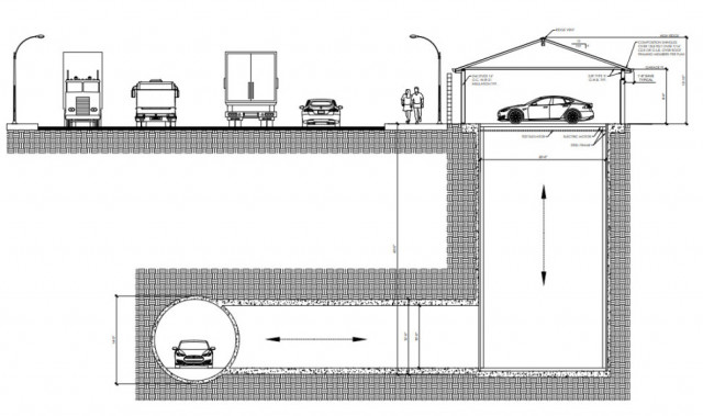 The garage lift The Boring Company