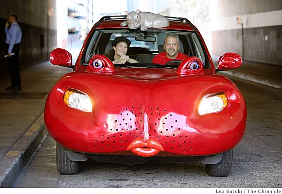 Tom Kennedy and his wife, Haideen Anderson, in Kennedy's Hippopotamobile Tom Kennedy and his wife, Haideen Anderson, in Kennedy's Hippopotamobile