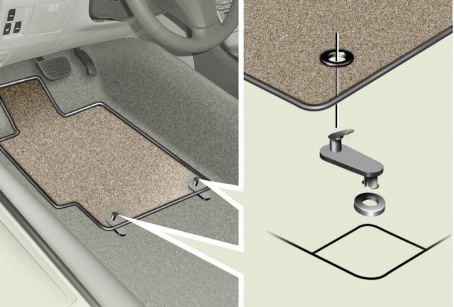Toyota's diagram showing how to properly install floor mats