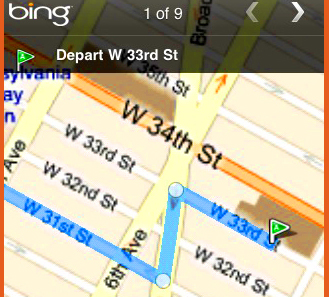 Turn-by-turn navigation for the Bing iPhone app