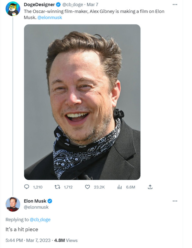 Tweet by Elon Musk on March 7, 2023