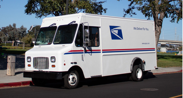 USPS Motiv Power e450 delivery truck for Fresno, California