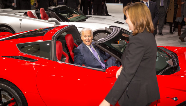 Vice President Biden, in Chevy Corvette