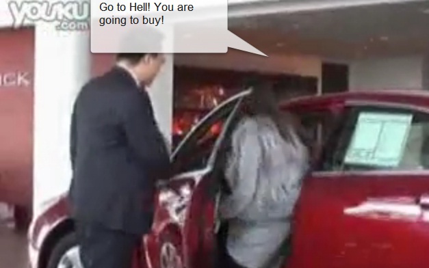 Woman forces man to buy Buick in Shanghai