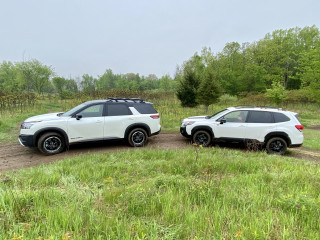 2023 Nissan Pathfinder Rock Creek, left, 2022 Subaru Forester Wilderness, right