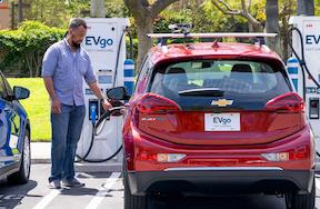 Chevrolet Bolt EV charging at EVgo DC fast charge station