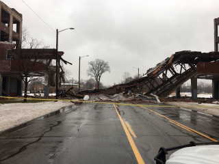 Packard plant bridge in Detroit, Michigan, collapsed Photo via Historic Detroit