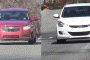 2011 Chevy Cruze Eco and 2011 Hyundai Elantra during road tests (video frame capture)