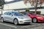 2017 Tesla Model 3 and Model S in Tesla assembly plant parking lot, Fremont, CA, November 2017
