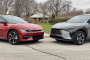 2022 Kia EV6, red, and 2023 Toyota BZ4X, silver
