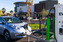 Nissan Leaf electric car at EVgo DC fast-charging station
